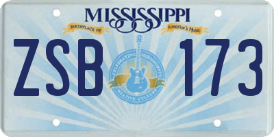 MS license plate ZSB173