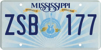 MS license plate ZSB177