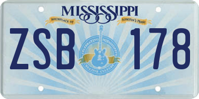 MS license plate ZSB178