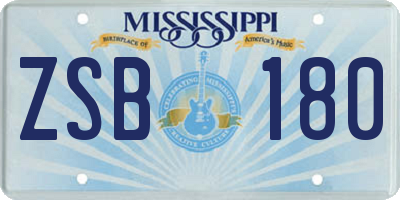 MS license plate ZSB180
