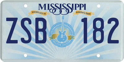 MS license plate ZSB182