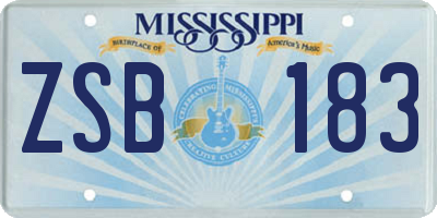 MS license plate ZSB183