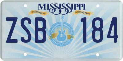 MS license plate ZSB184