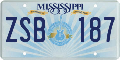 MS license plate ZSB187