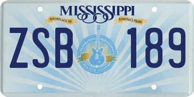 MS license plate ZSB189