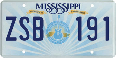 MS license plate ZSB191