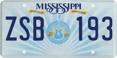 MS license plate ZSB193