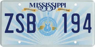 MS license plate ZSB194