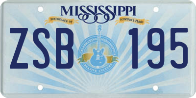 MS license plate ZSB195