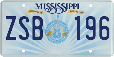 MS license plate ZSB196