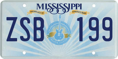 MS license plate ZSB199