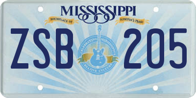 MS license plate ZSB205