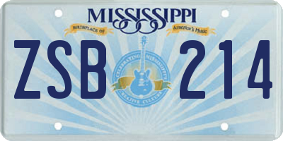 MS license plate ZSB214