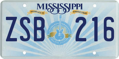 MS license plate ZSB216
