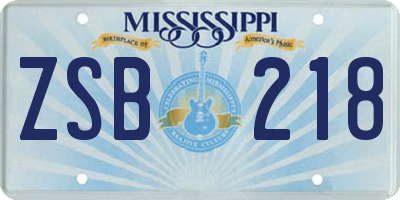 MS license plate ZSB218