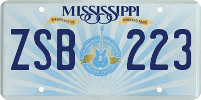MS license plate ZSB223