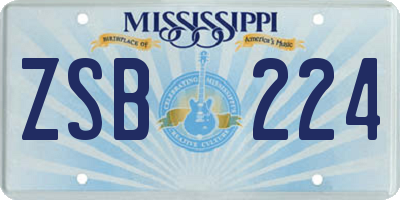 MS license plate ZSB224