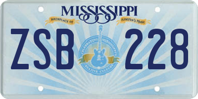 MS license plate ZSB228