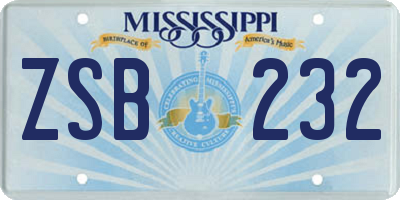 MS license plate ZSB232