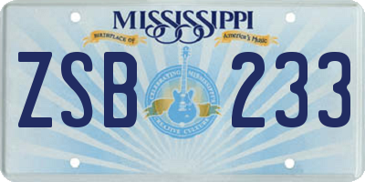 MS license plate ZSB233