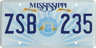 MS license plate ZSB235