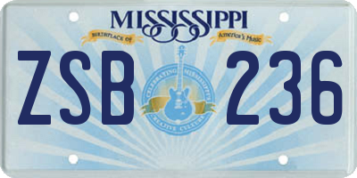 MS license plate ZSB236