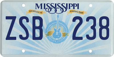 MS license plate ZSB238