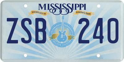 MS license plate ZSB240