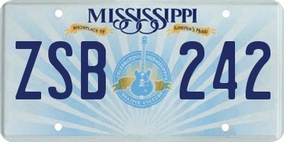 MS license plate ZSB242
