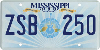 MS license plate ZSB250