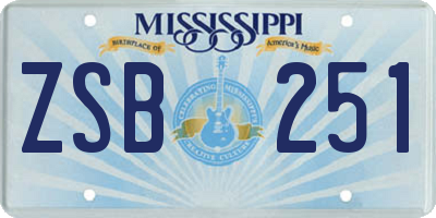 MS license plate ZSB251