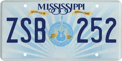 MS license plate ZSB252