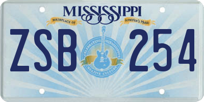 MS license plate ZSB254