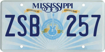 MS license plate ZSB257