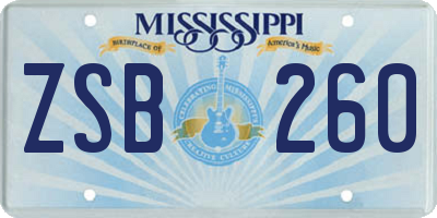 MS license plate ZSB260