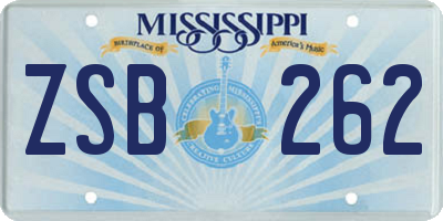 MS license plate ZSB262