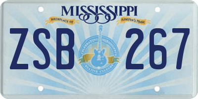 MS license plate ZSB267