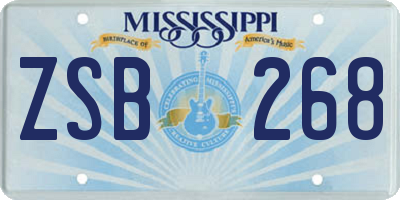 MS license plate ZSB268