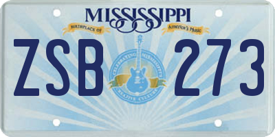 MS license plate ZSB273