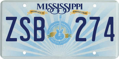 MS license plate ZSB274