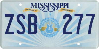 MS license plate ZSB277