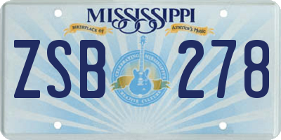 MS license plate ZSB278