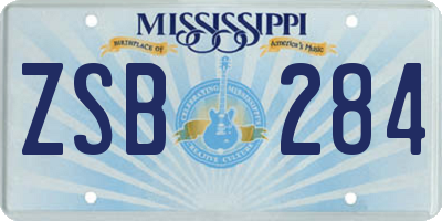 MS license plate ZSB284