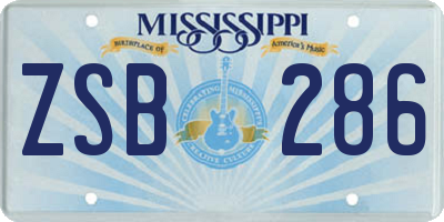 MS license plate ZSB286