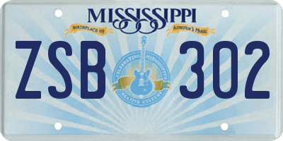 MS license plate ZSB302