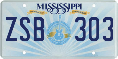 MS license plate ZSB303