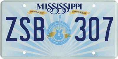 MS license plate ZSB307
