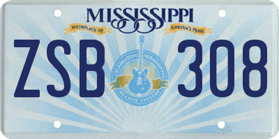 MS license plate ZSB308