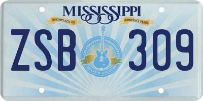 MS license plate ZSB309