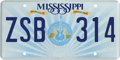 MS license plate ZSB314